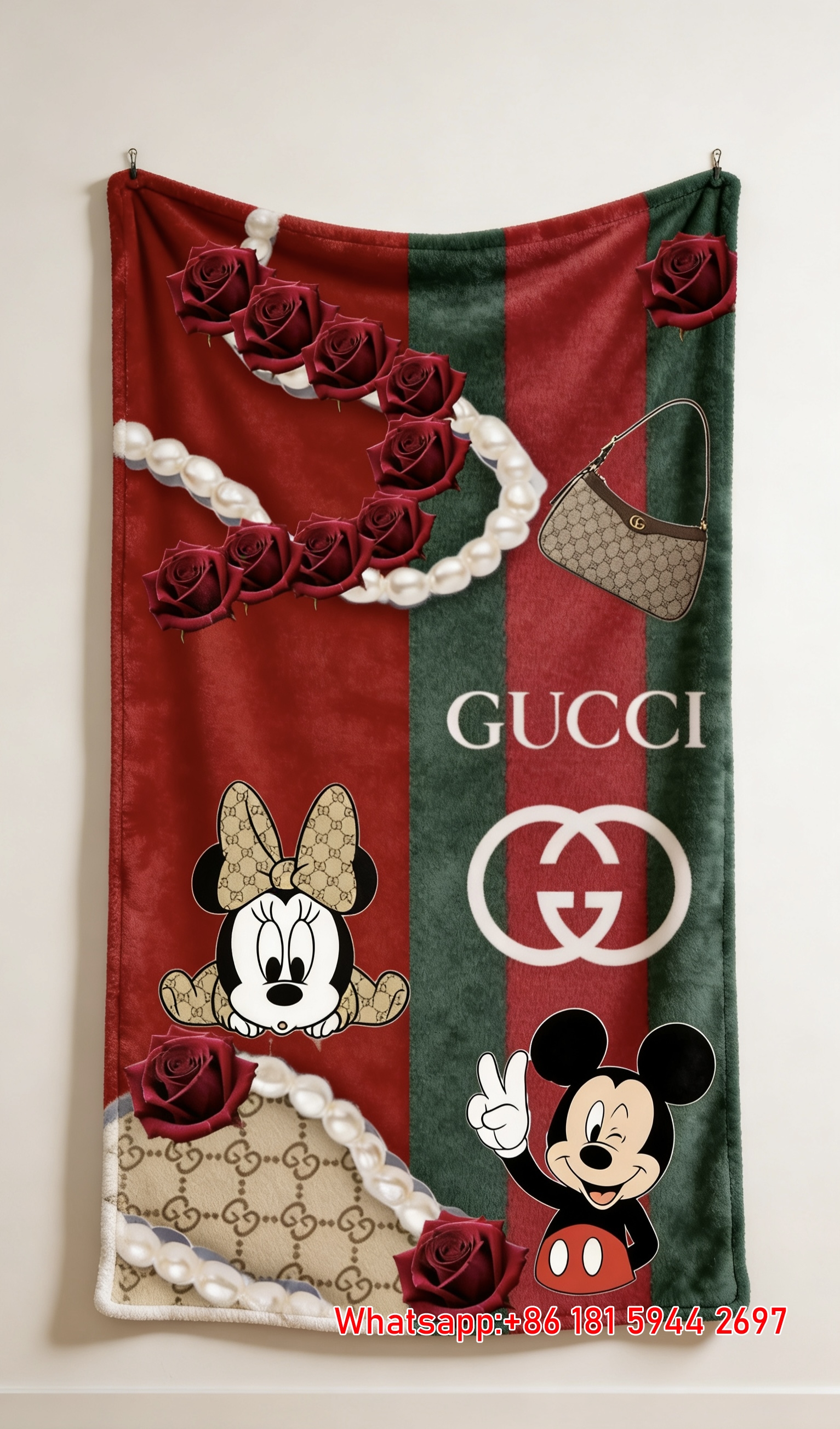Gucci x Disney Mickey & Minnie throw Blanket Roses Tapestry IMG_2738